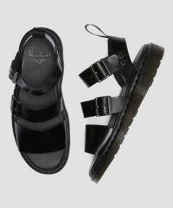 dr martens gryphon leather sandals in black