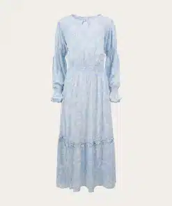 Knowledge Cotton Apparel Fleur LENZING™ ECOVERO™ Maxi Flower Dress Chambray Blue