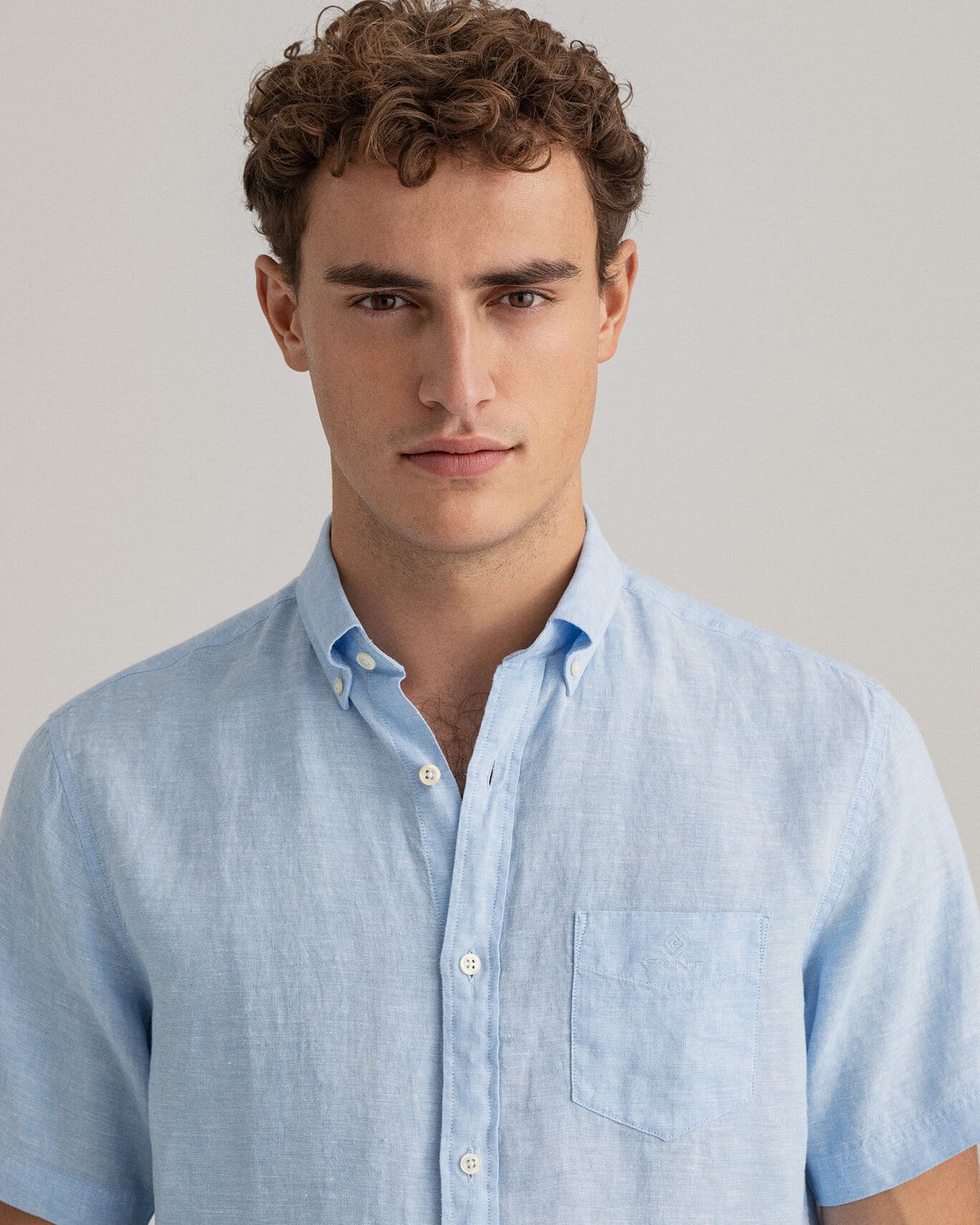 Buy Gant Regular Fit Linen SS Shirt Silver Lake Blue - Scandinavian ...