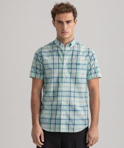 Gant Regular Fit Short Sleeve Colorful Check Shirt Absinthe Green