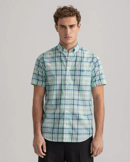 Gant Regular Fit Short Sleeve Colorful Check Shirt Absinthe Green