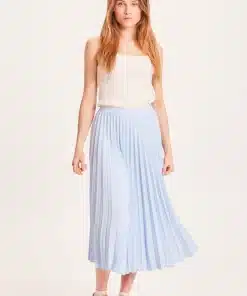 Knowledge Cotton Apparel Daffodil Pleated Midi Skirt Chambray Blue