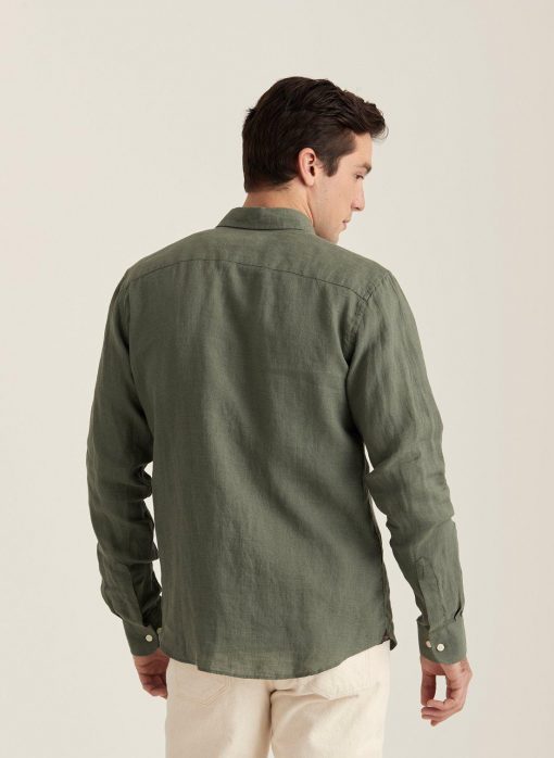 Buy Morris Stockholm Douglas BD Linen Shirt Olive - Scandinavian ...