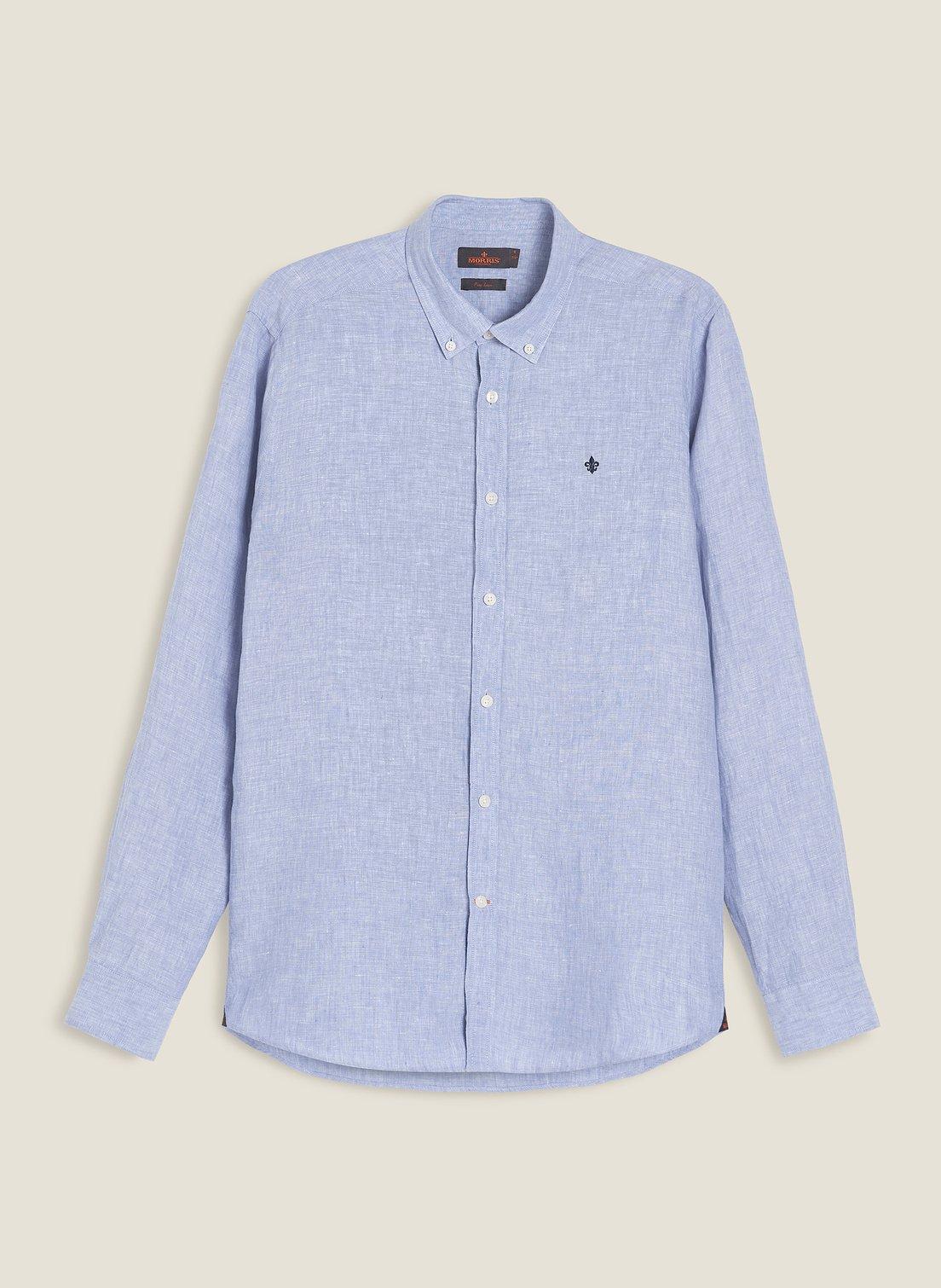 Buy Morris Stockholm Douglas Linen Shirt Blue - Scandinavian Fashion Store