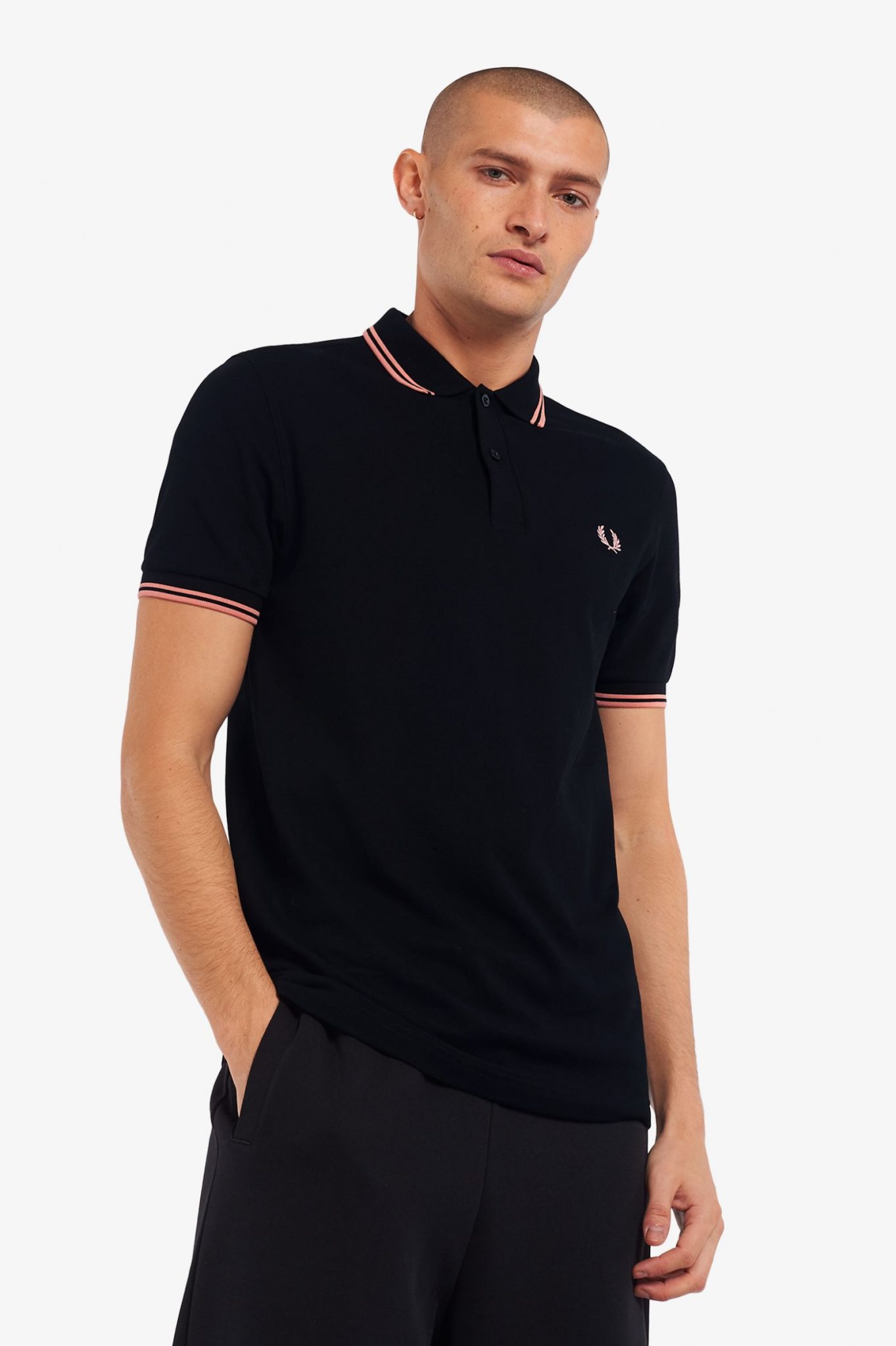 Buy Fred Perry M3600 Pique Black/Pink Peach - Scandinavian Fashion Store
