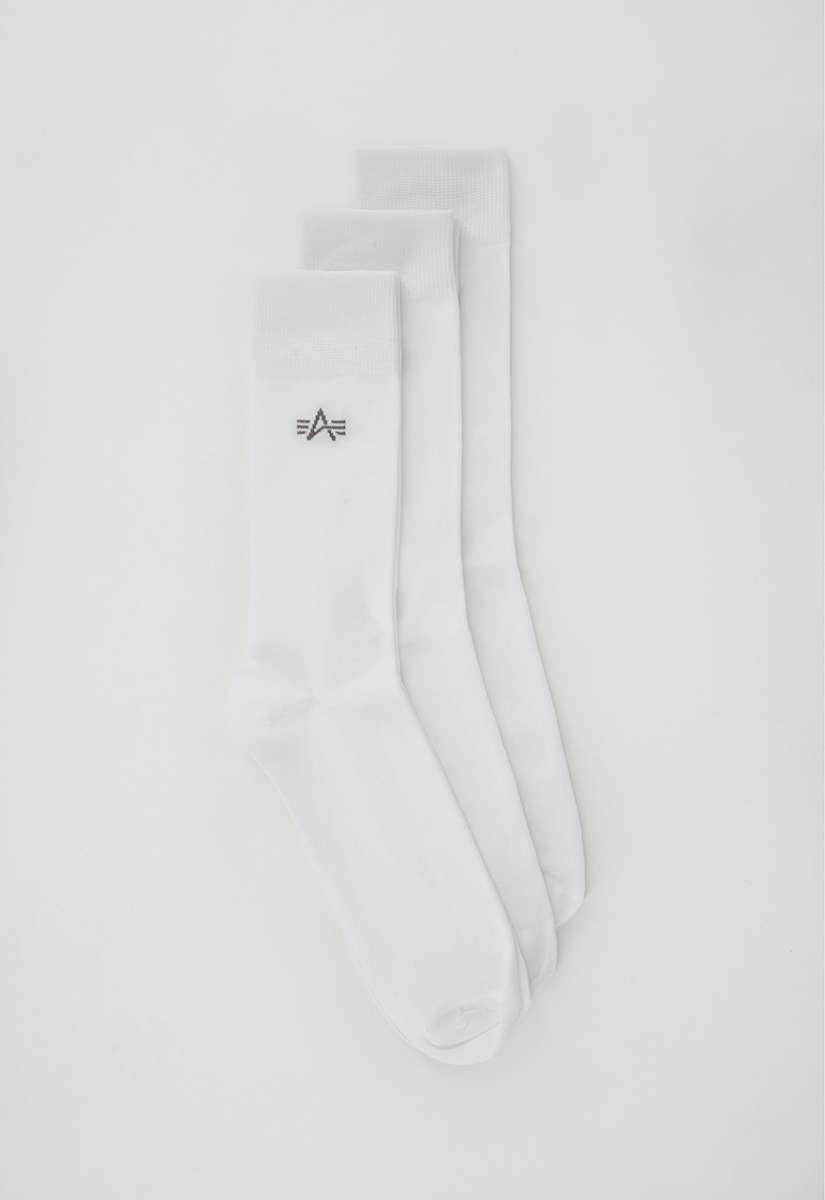 Buy Alpha Industries Basic Socks 3 Pack White - Scandinavian Fashion Store