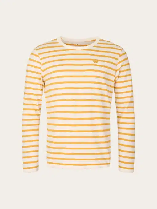 Knowledge Cotton Apparel Ls Striped T-shirt With Badge Honey Gold