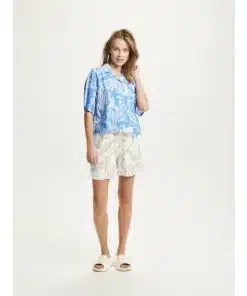 Knowledge Cotton Apparel Seabreeze Print Shorts Light Feather Gray