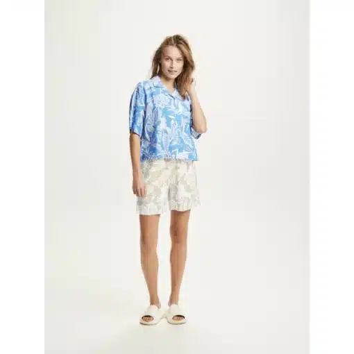 Knowledge Cotton Apparel Seabreeze Print Shorts Light Feather Gray