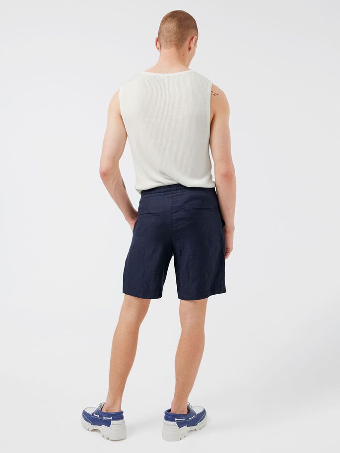 Buy J. Lindeberg Sasha Drape Linen Shorts Navy - Scandinavian Fashion Store