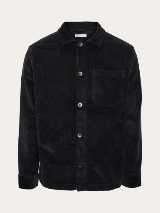 Knowledge Cotton Apparel Streched 8-Wales Corduroy Overshirt Black Jet
