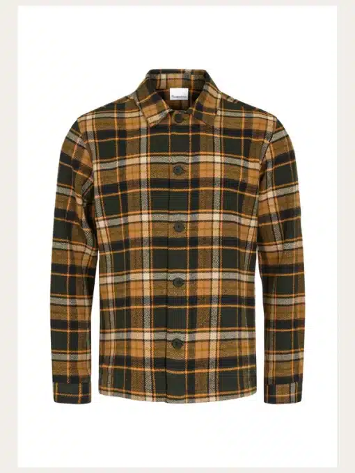 Knowledge Cotton Apparel Big Checked Heavy Flannel Shirt Forrest Night
