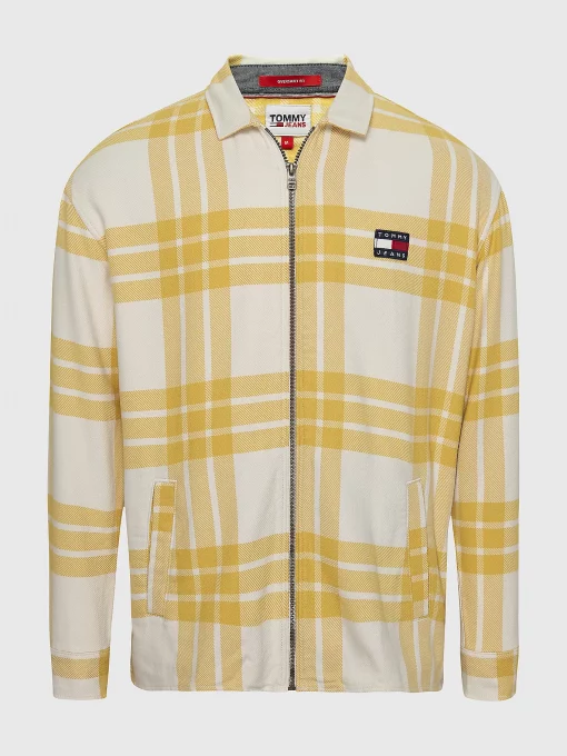 Tommy Jeans Buffalo Check Zip Overshirt Tuscan Yellow