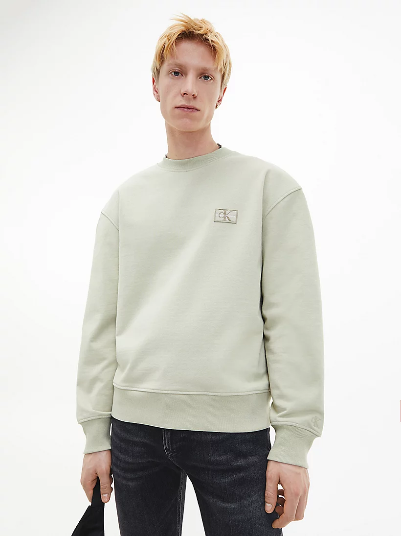 Buy Calvin Klein Shrunken Badge Crew Neck Wheat Fields - Scandinavian  Fashion Store | Sweatshirts
