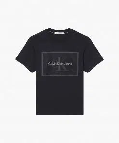 Calvin Klein Organic Cotton Mesh Logo T-Shirt Black