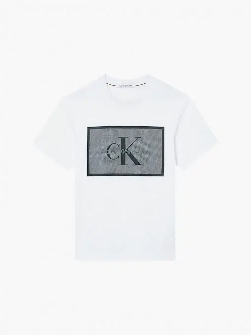 Calvin Klein Organic Cotton Mesh Logo T-Shirt White