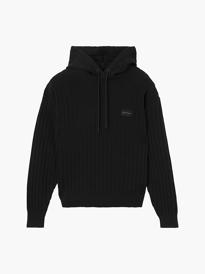 Buy Calvin Klein Shrunken Badge Sweater Hoodie Black - Scandinavian Fashion  Store