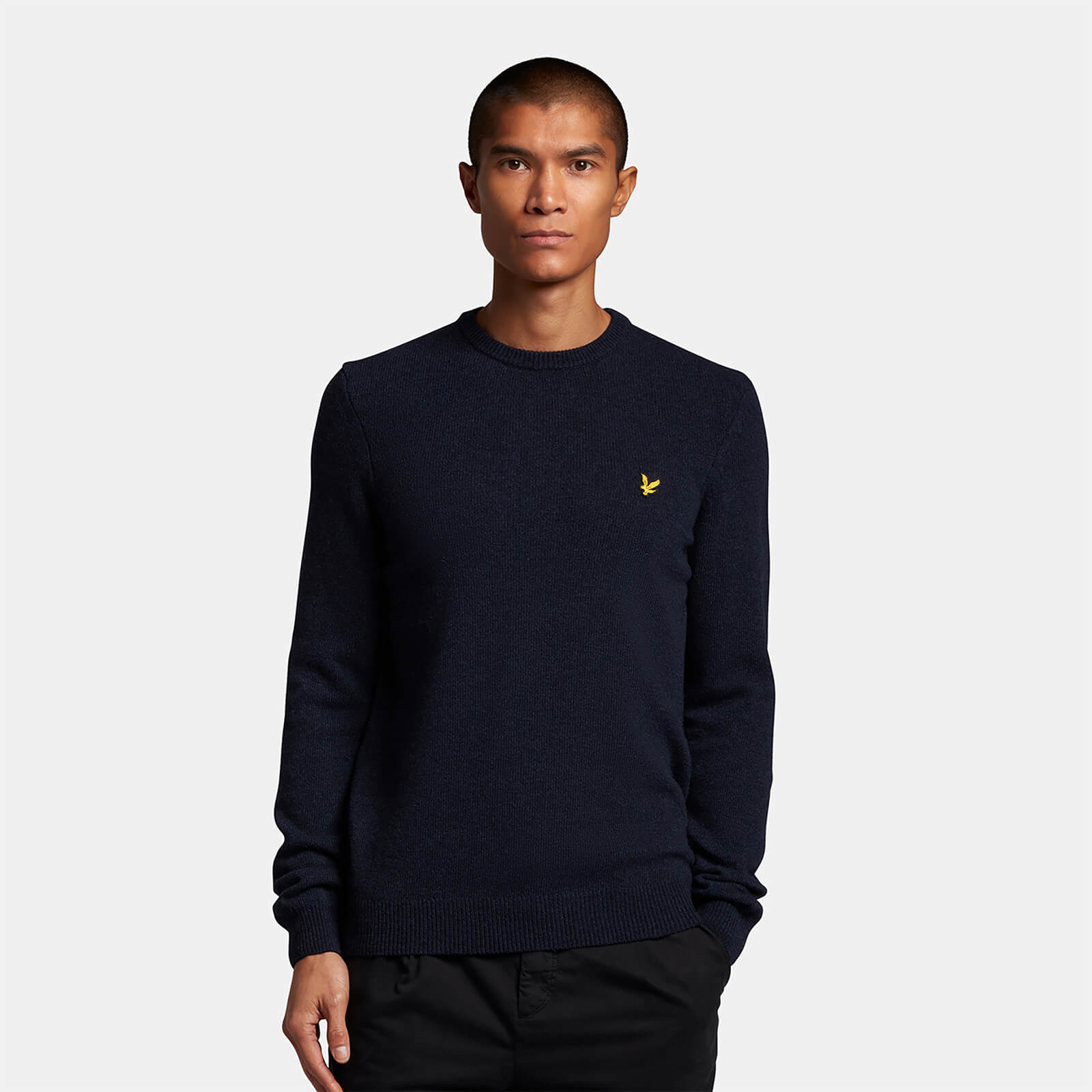 Buy Lyle & Scott Crew Neck Lambswool Blend Jumper Dark Navy Marl ...