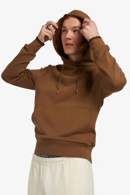 Fred Perry Tipped Hooded Sweatshirt Shaded Stone