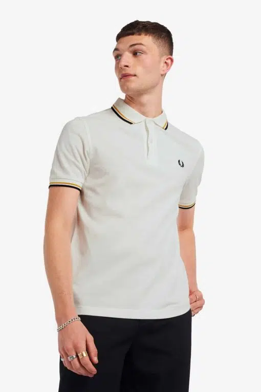 Fred Perry M3600 Pique Snow White/Gold/Navy