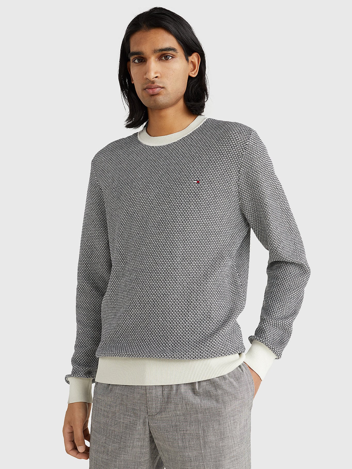 Buy Tommy Hilfiger Two Tone Textured Crew Neck - Scandinavian Fashion Store