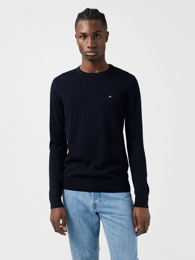 Buy J.Lindeberg Lyle True Merino Sweater Navy - Scandinavian Fashion Store