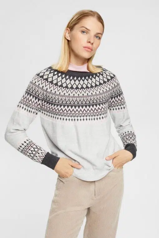 Esprit Jaquard Sweater Light Grey