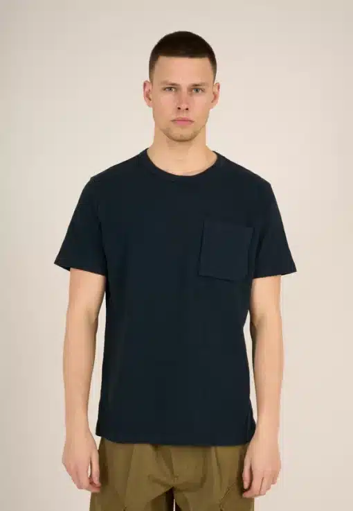 Knowledge Cotton Apparel Slub T-shirt W/3D Chest Pocket Total Eclipse