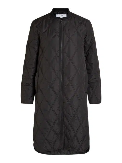 Vila Quila New Highlow Quilted Jacket Black