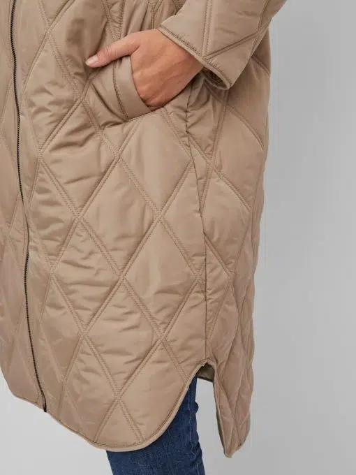 Vila Quila New Highlow Quilted Jacket Funghi