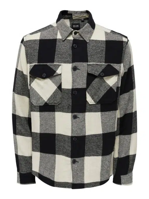Only & Sons Milo Check Overshirt Black
