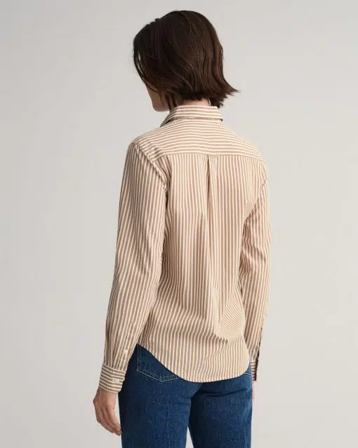 Gant Woman Broadcloth Striped Shirt Warm Khaki