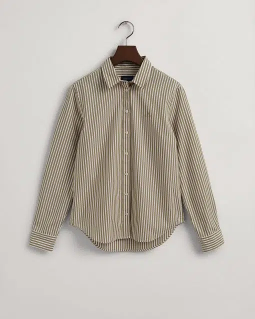 Gant Woman Broadcloth Striped Shirt Warm Khaki