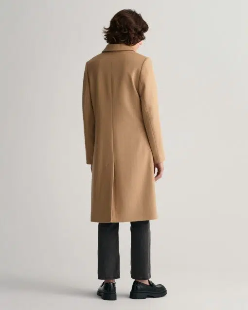 Gant Woman Wool Blend Tailored Coat Dark Khaki