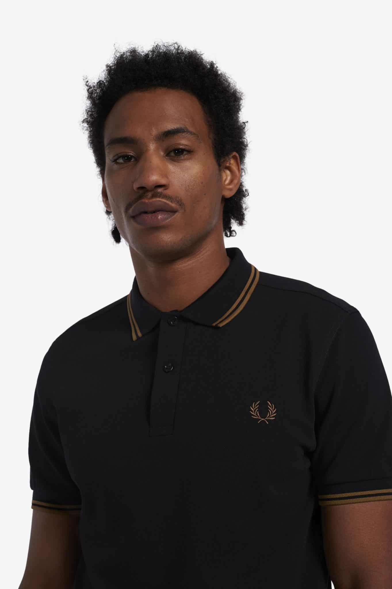 Buy Fred Perry M3600 Pique Black/Shaded Stone - Scandinavian Fashion Store