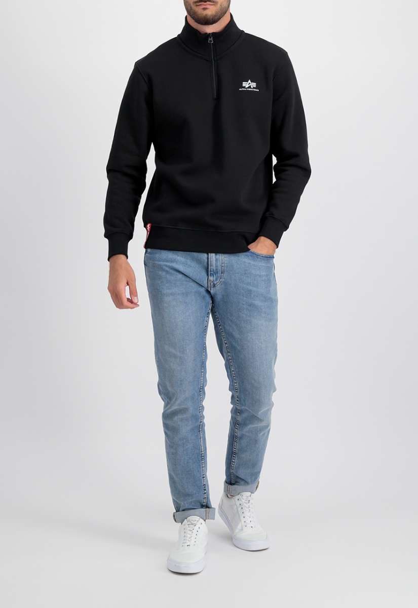 Buy Alpha Industries Half Zip Sweater SL Black - Scandinavian Fashion Store
