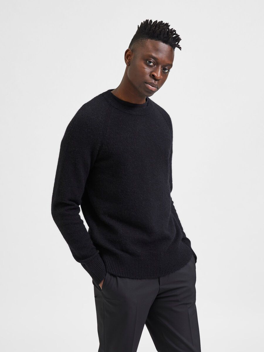 Buy Selected Homme Rai Knit Crew Black - Scandinavian Fashion Store