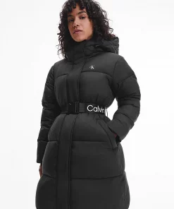 Calvin Klein Nylon Belted Puffer Coat Black