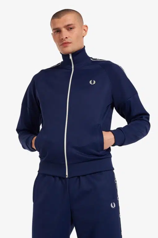Fred Perry Taped Sleeve Track Jacket French Navy