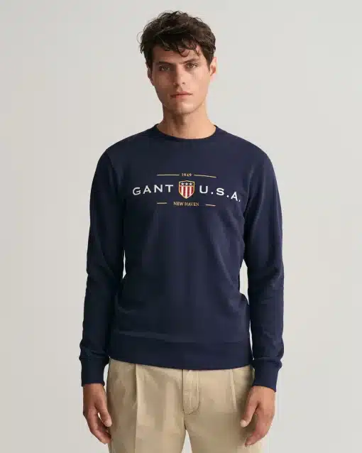 Gant Banner Shield C-Neck Sweater Evening Blue