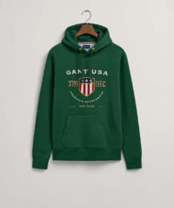 Buy Gant Banner Shield Hoodie Eden Green Scandinavian Fashion Store