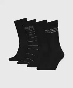 Tommy Hilfiger 4-Pack Stripe Socks Black