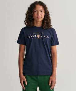 Gant Teens Banner Shield T-shirt Evening Blue