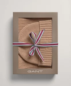 Gant Woman Scarf & Beanie Gift Box Dark Khaki