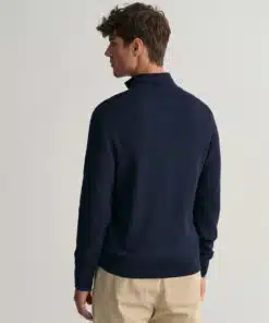 Gant Cotton Texture Halfzip Sweater Evening Blue