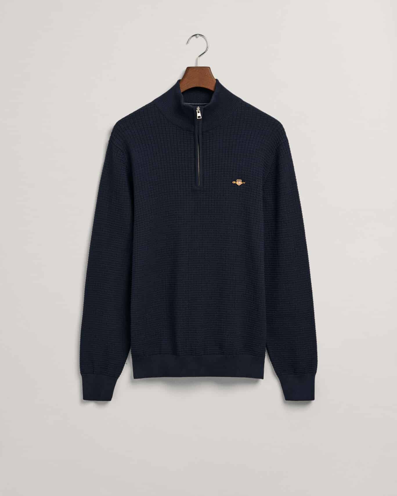 Buy Gant Cotton Texture Halfzip Sweater Evening Blue Scandinavian