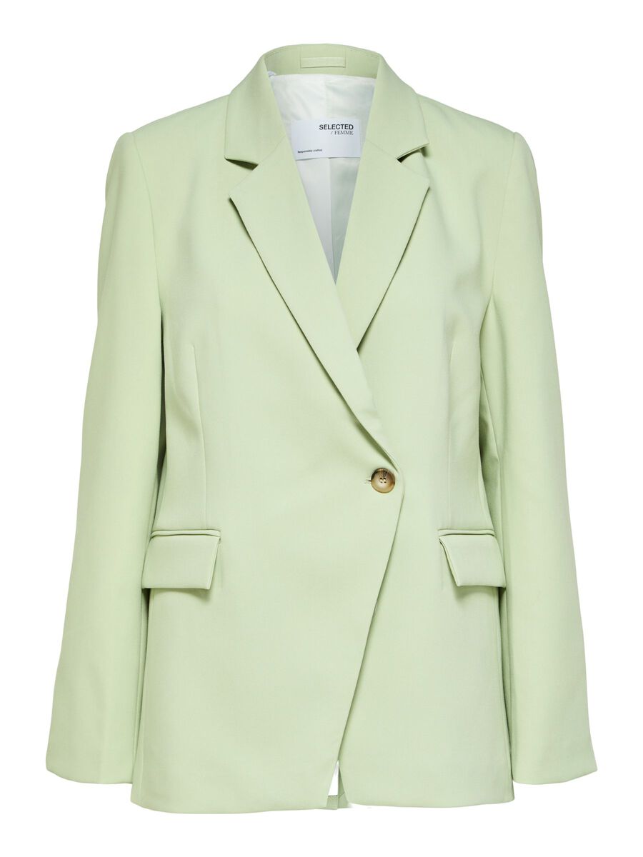 Buy Selected Femme Doah Asymmetric Blazer Celadon Green - Scandinavian ...