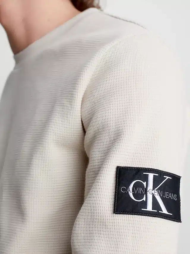 Buy Calvin Klein Monologo Badge Waffle Ls Tee Classic Beige - Scandinavian  Fashion Store