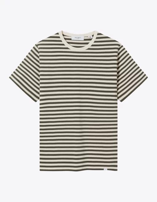 Les Deux Adrian Stripe T-shirt Olive Night/Ivory