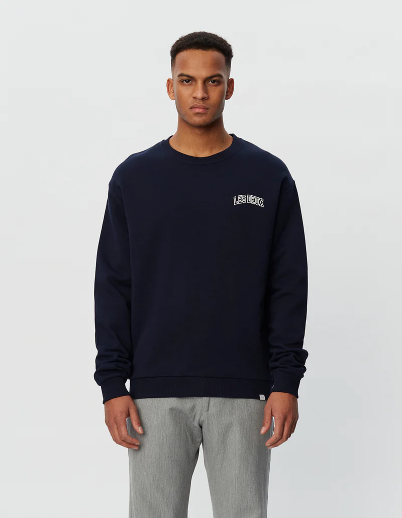 Buy Les Deux Blake Sweatshirt Dark Navy/Ivory - Scandinavian Fashion Store